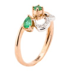 Фото Золотое кольцо с изумрудами и бриллиантами YZ29353