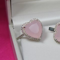 Срібна каблучка "Heart Pink Оpal", Рожевий, 15, Рожевий