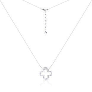 Фото Серебряное колье с фианитами "Quatrefoil"