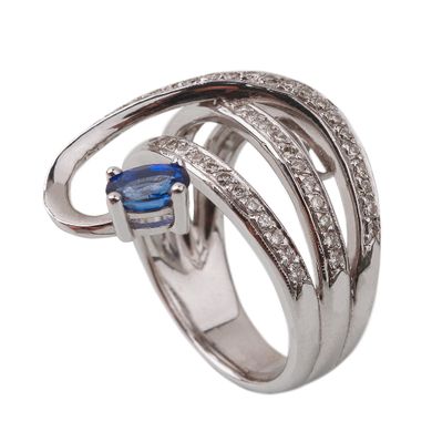 Фото Золотое кольцо с сапфиром и бриллиантами YZ19469