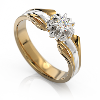 Золотое кольцо с бриллиантом "Sincere", уточнюйте, 1Кр57-0.15-4/4, Белый