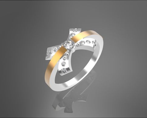 Серебряный набор серьги и кольцо "Bow"