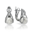 Золоті сережки з перлами і діамантами "Evanescent", 5.77, 6Кр57-0,06-2/4; 2Перлини культ.(прісн. білі), Білий