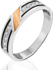 Серебряное женское кольцо "Parallel", уточнюйте, Белый