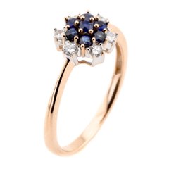 Фото Золотое кольцо с бриллиантами и сапфирами YZ17080