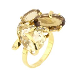 Фото Золотое кольцо с цитринами и бриллиантами 11304-5