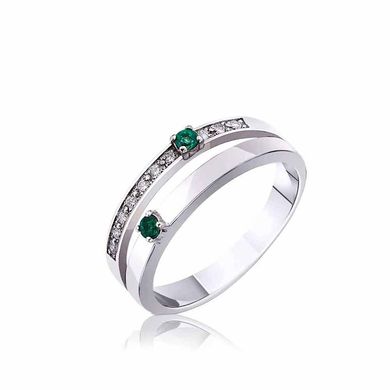 Золотое кольцо с бриллиантами и изумрудами 31280 91, 16, Зеленый