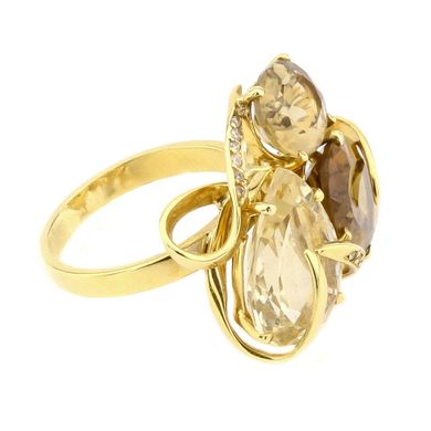 Фото Золотое кольцо с цитринами и бриллиантами 11304-5