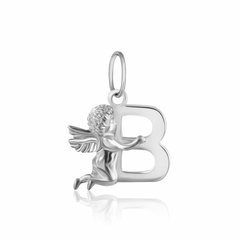 Срібний підвіс "Ангел і буква" B "