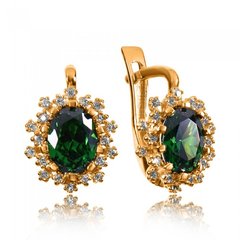 Золоті сережки "Provence Emerald", Зелений