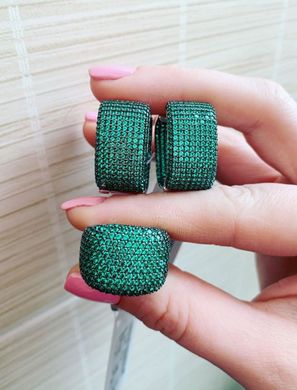 Серебряное кольцо "Grande Emerald", Изумрудный, 15, Зеленый