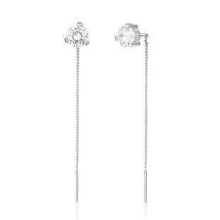 Серебряные серьги "Jacinto", Белый, Белый
