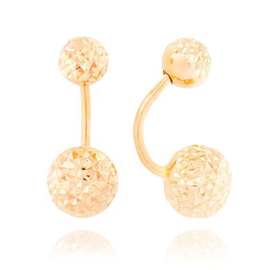 Золоті сережки цвяшки "Balls" з алмазною гранню