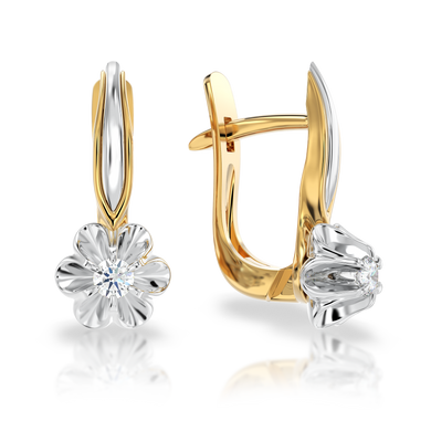Золотые серьги с бриллиантами "Аngelic", 2Кр57-0.16-4/4, Белый