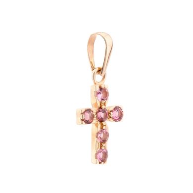 Золотий хрестик с розовими топазами
