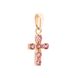 Золотой крестик с розовыми топазами 131103-2