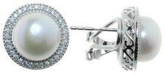 Срібні сережки з перлами і цирконами 1160656