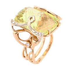 Фото Золотое кольцо с цитрином и бриллиантами 11005ф