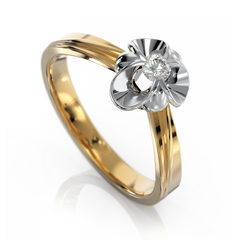 Золотое кольцо с бриллиантом "Samantha", уточнюйте, 1Кр57-0.11-4/4, Белый