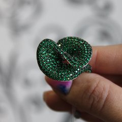 Срібна каблучка "Guiliaine Emerald", Смарагдовий, 15, Зелений