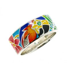 Фото Серебряное кольцо с эмалью "Parrot"