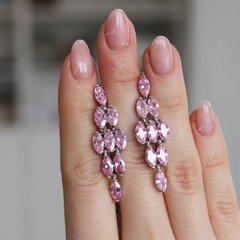 Серебряные серьги гвоздики "Pink Bunch", Розовый, Розовый