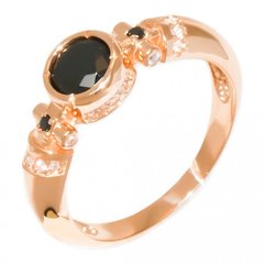 Золотое кольцо "Camellia Black", 16, Белый-Черный