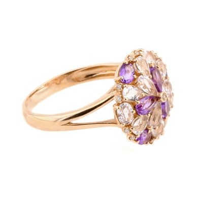 Золотое кольцо (аметисты; топазы; бриллианты) 11736, уточнюйте, Микс цветов