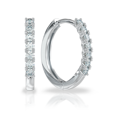Золоті сережки-кільця з діамантами "Мarvelous", 14Кр57-0.08-4/4, Білий