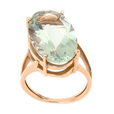 Фото Золотое кольцо с зеленым кварцем 11047gq