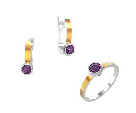 Серебряный набор серьги и кольцо "Asmera"