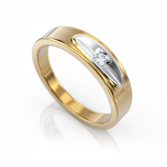 Золотое обручальное кольцо с бриллиантом "Sarah", уточнюйте, 1Кр57-0,05-3/5, Белый