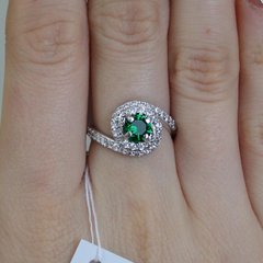 Серебряное кольцо "Green Cycle", Изумрудный, 15, Зеленый