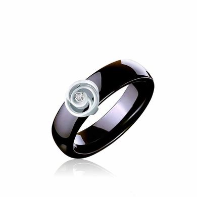 Золотое кольцо с бриллиантом и керамикой GB1004 40Б, 17.5, Белый