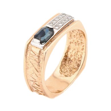 Золотое мужское кольцо с сапфиром и бриллиантами 11037-1sph, уточнюйте
