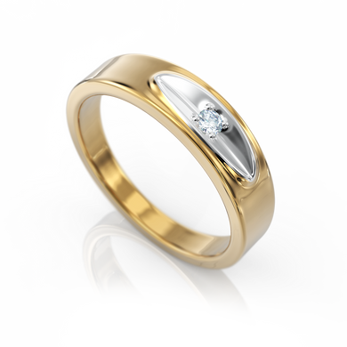 Золотое обручальное кольцо с бриллиантом "Sarah", уточнюйте, 1Кр57-0,05-3/5, Белый