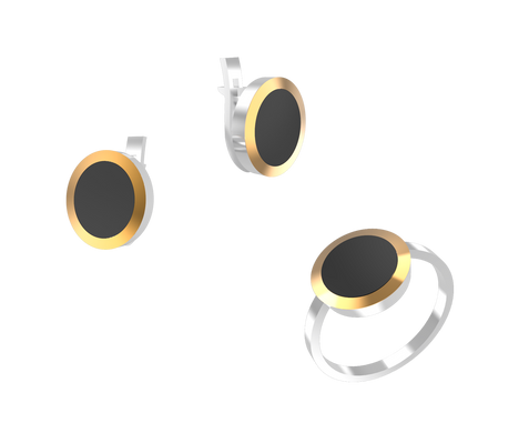 Серебряный набор серьги и кольцо "Cagliari"
