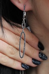 Серебряные серьги "Elite Long Black", Черный, Черный