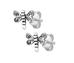 Срібні сережки цвяшки "Dragonfly"