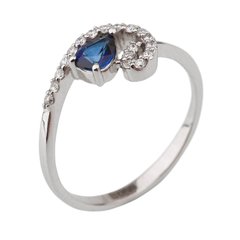Золотое кольцо с сапфиром и бриллиантами RO08870, уточнюйте, Белый-Синий