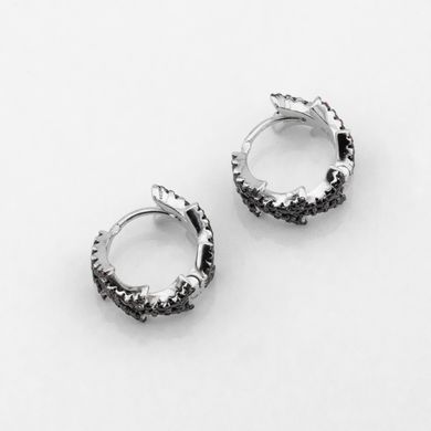 Фото Серебряные серьги -кольца с черными фианитами c121560