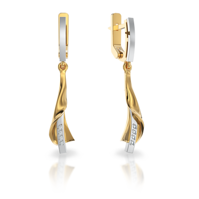 Золоті сережки з діамантами "Gorgeous", 8Кр57-0.05-4/4, Білий