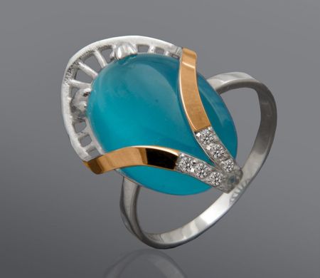 Серебряное женское кольцо "Lily", уточнюйте, Голубой