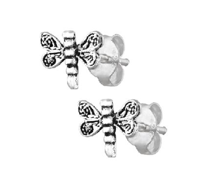 Серебряные серьги гвоздики "Dragonfly"