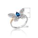 Серебряное женское кольцо "Butterflies", уточнюйте, Белый-Синий