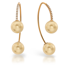 Золоті сережки петельки з перлами і діамантами "Balls Dі."