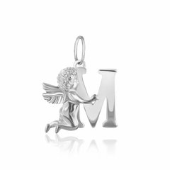 Срібний підвіс "Ангел і буква" М "