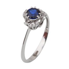 Золотое кольцо с сапфиром и бриллиантами RA00341, уточнюйте, Белый-Синий