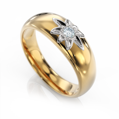 Золотое обручальное кольцо с бриллиантом "Melanie", уточнюйте, 1Кр57-0.06-4/4, Белый