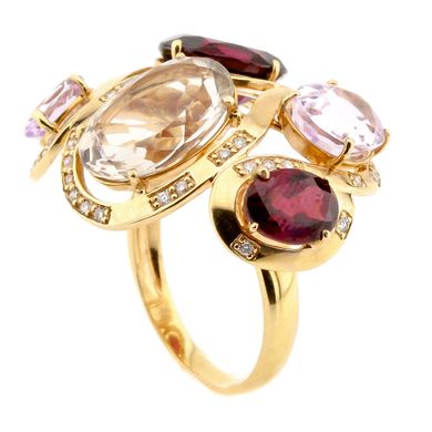 Фото Золотое кольцо с натуральными камнями 11350